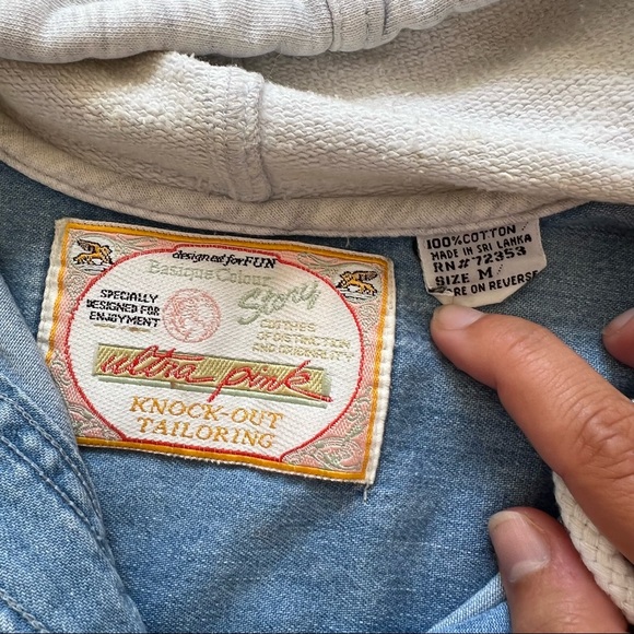 Vintage Hooded Sleeveless Denim Shirt - Picture 10 of 11